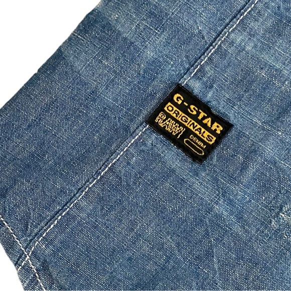 Vintage G-star Raw Distressed Denim Raw Button Up Shirt Blue Pockets Size L Jean - Picture 4 of 9